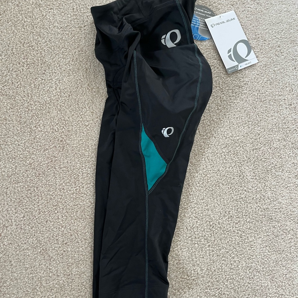 Pearl Izumi Black and Teal Cycling Tights